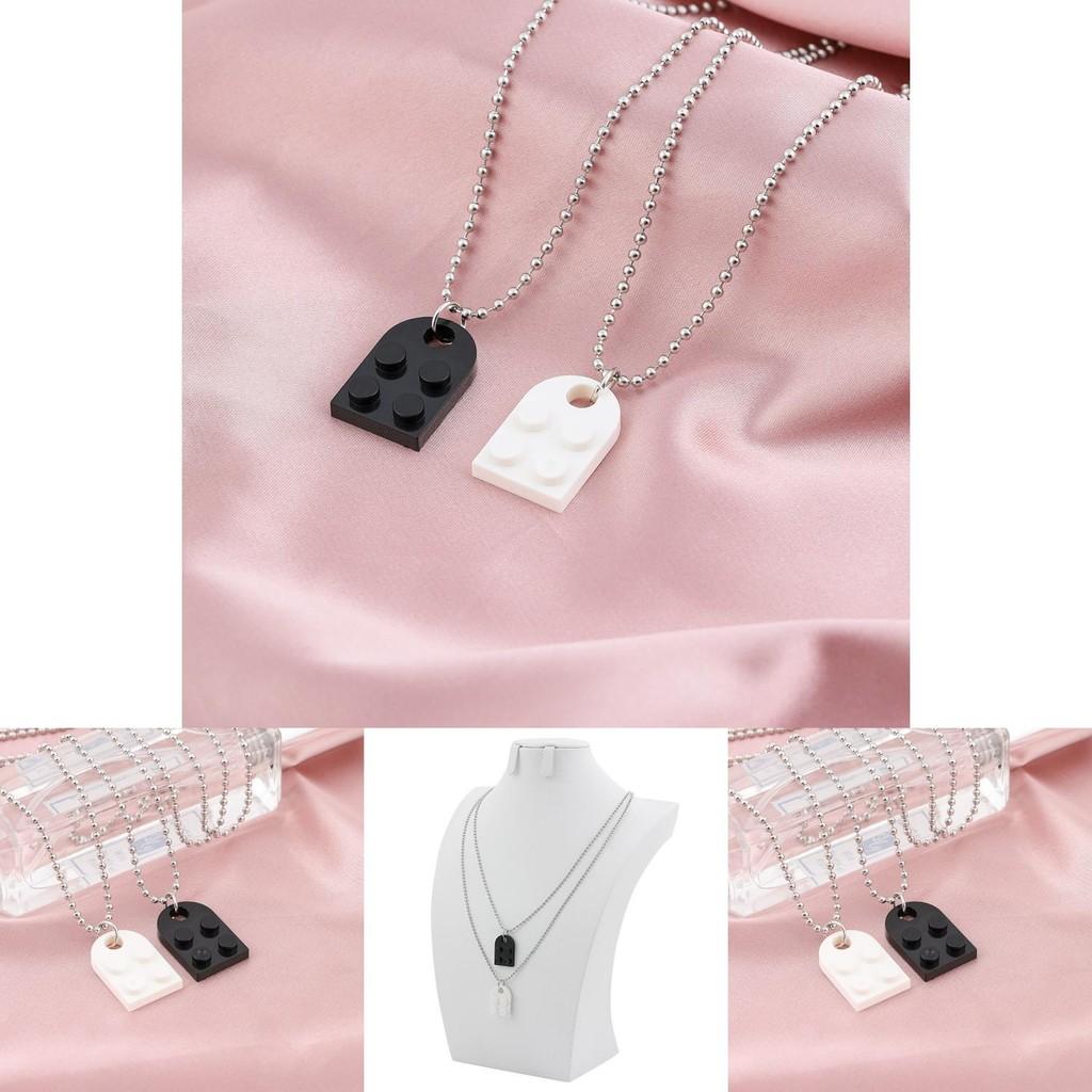 Creative Geometric Couple Necklace Set With Unique Black And White Design For Stylish Fashion Lovers