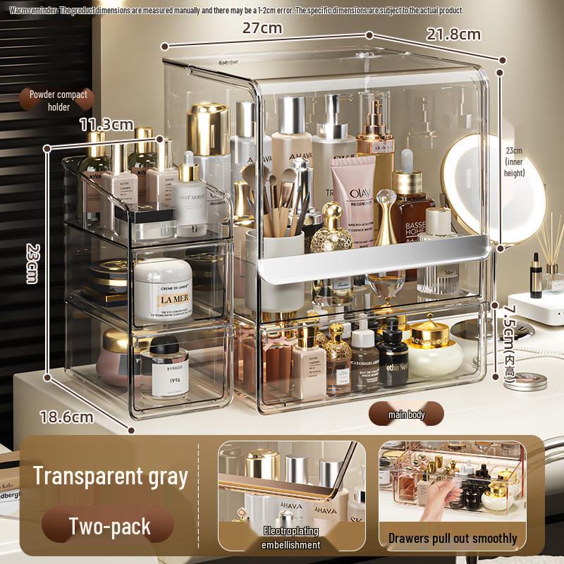 Transparent PET Skincare Storage Organizer - Dustproof, Thickened Shelf for Large Dressing Tables