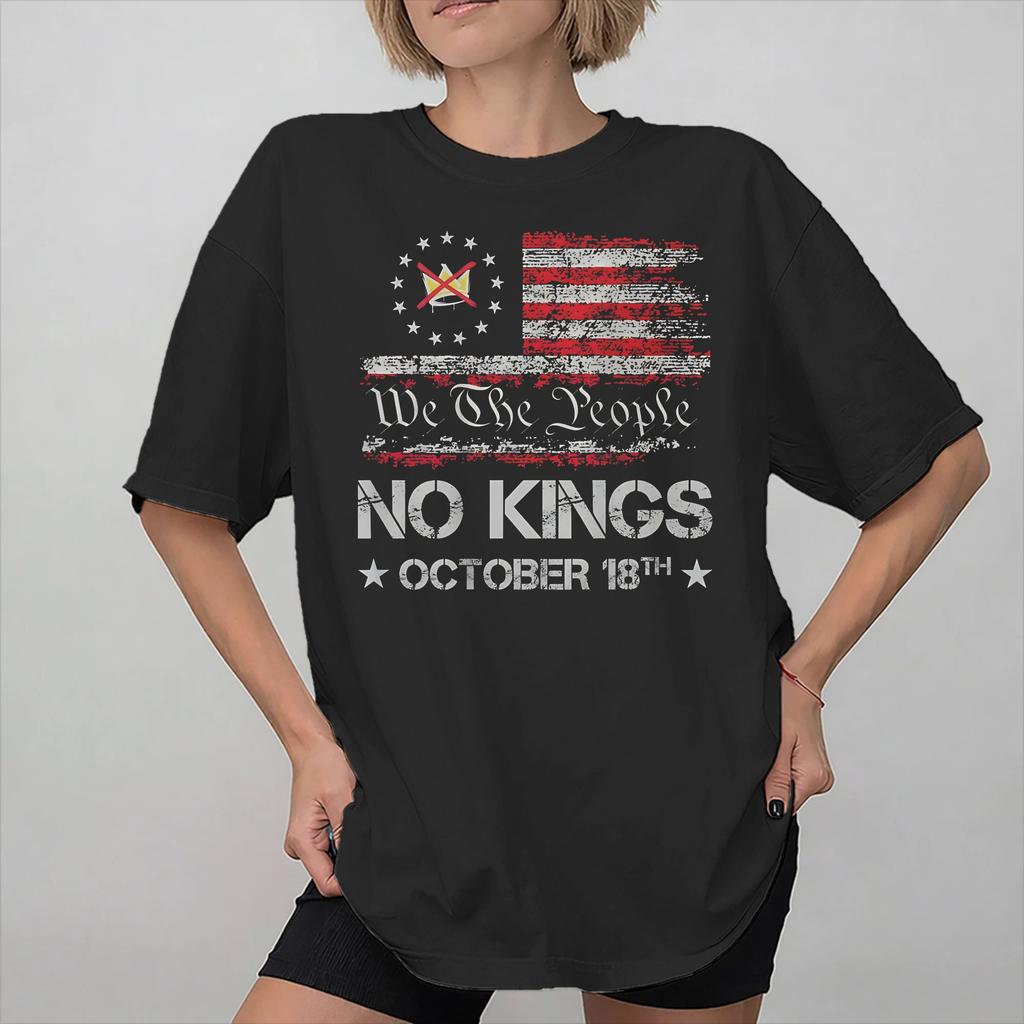 Printed No Kings In America T Shirt for Unisex Women Cotton Tee Shirt Short Sleeve Clothing
