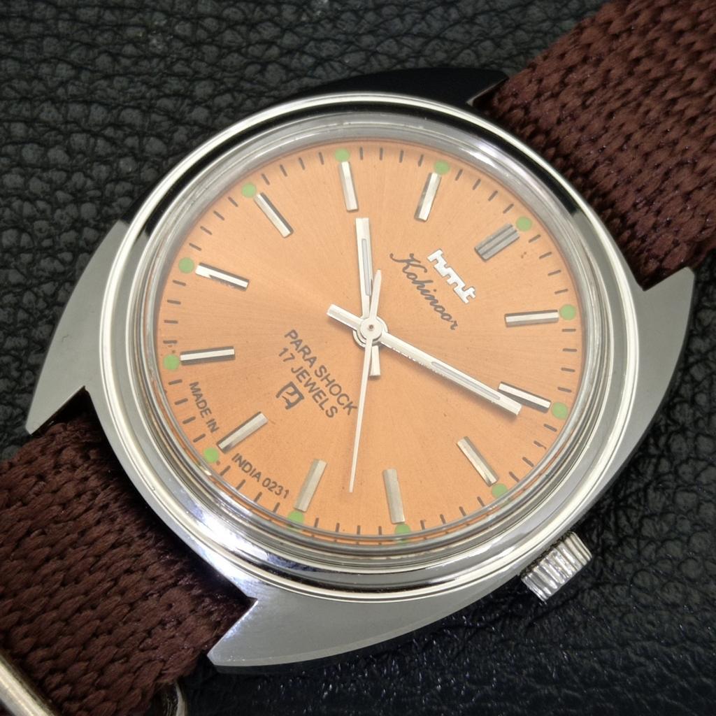 HANDAUFZUG VINTAGE HMT KOHINOOR INDISCHE HERRENUHR BRAUNES ZIFFERBLATT a440966-4