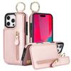 Zipper Wallet with Card Holder Ring Leather Phone Case for iPhone 16 15 14 11 Pro Max XS XR 7 8 Plus 13 12 Mini Protective Cover