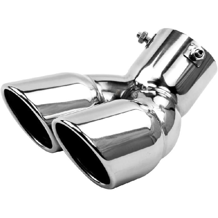 3 Inch Exhaust Tip, Universal Stainless Steel Exhaust Tailpipe Dual Tailpipe Slant For Most Cars
