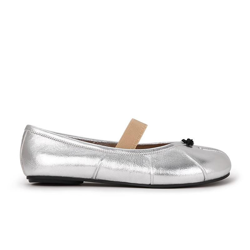 Sheepskin version~ Two versions of split-toed pig's trotters flat-bottomed Mary Jane single shoes women's half slippers sandals