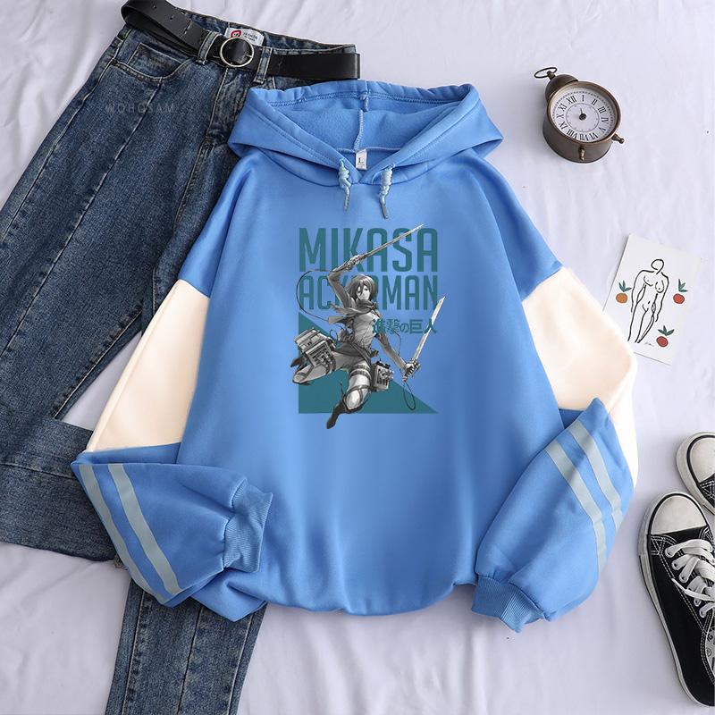 

Толстовки с капюшоном в стиле аниме «Атака титанов» от Mikasa Unisesx Harajuku Funny Girl Winter Keep Warm Oversize Streets Patchwork Hoodies 4XL синий