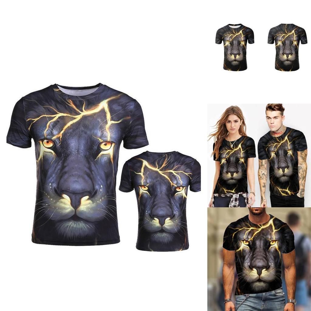 Trendy 3d Printed Lion And Tiger Men's T-shirt Comfortable Loose Fit Summer Wear