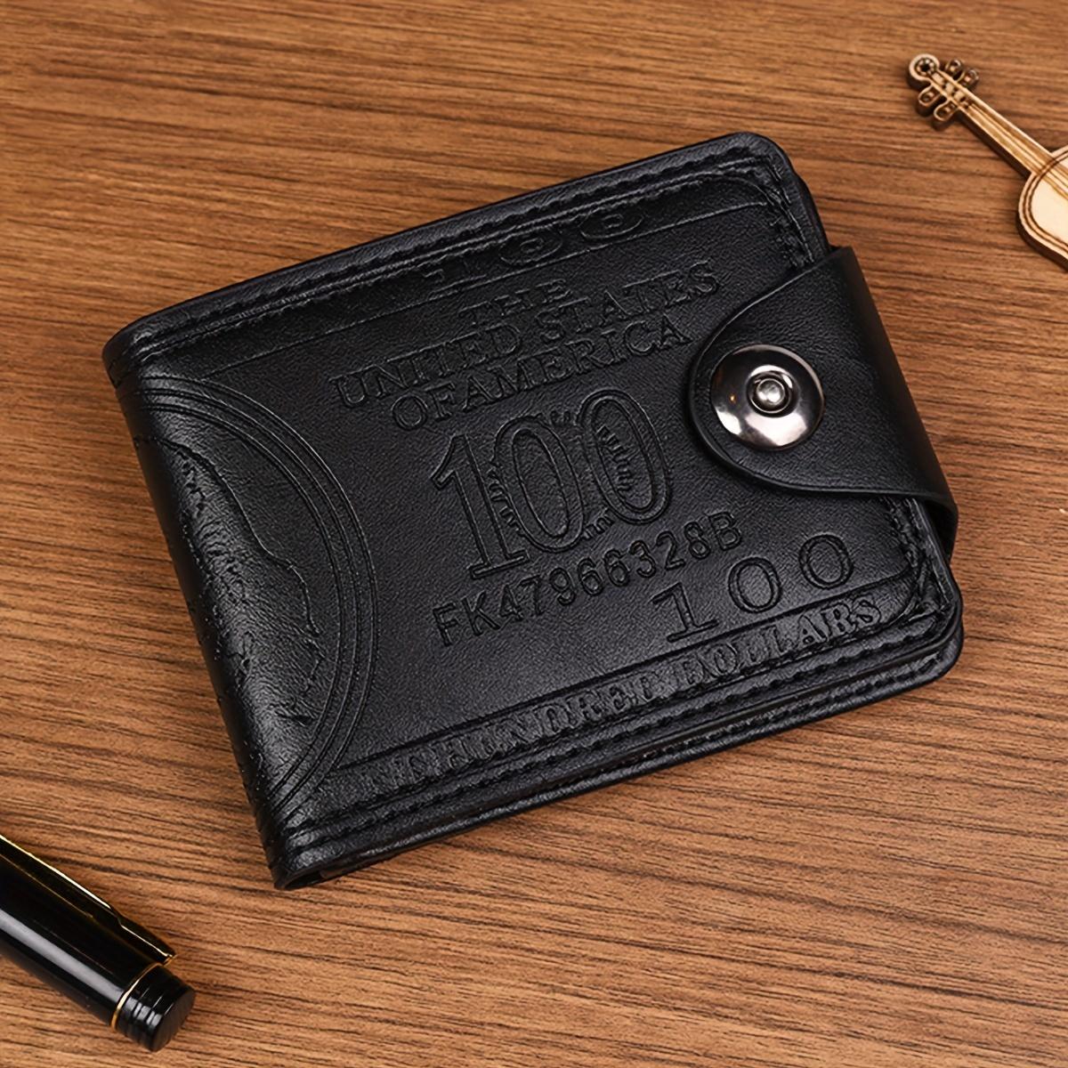 

1 шт. Мужской кошелек с принтом доллара, Мужской короткий кошелек с принтом стодолларовой купюры чёрный