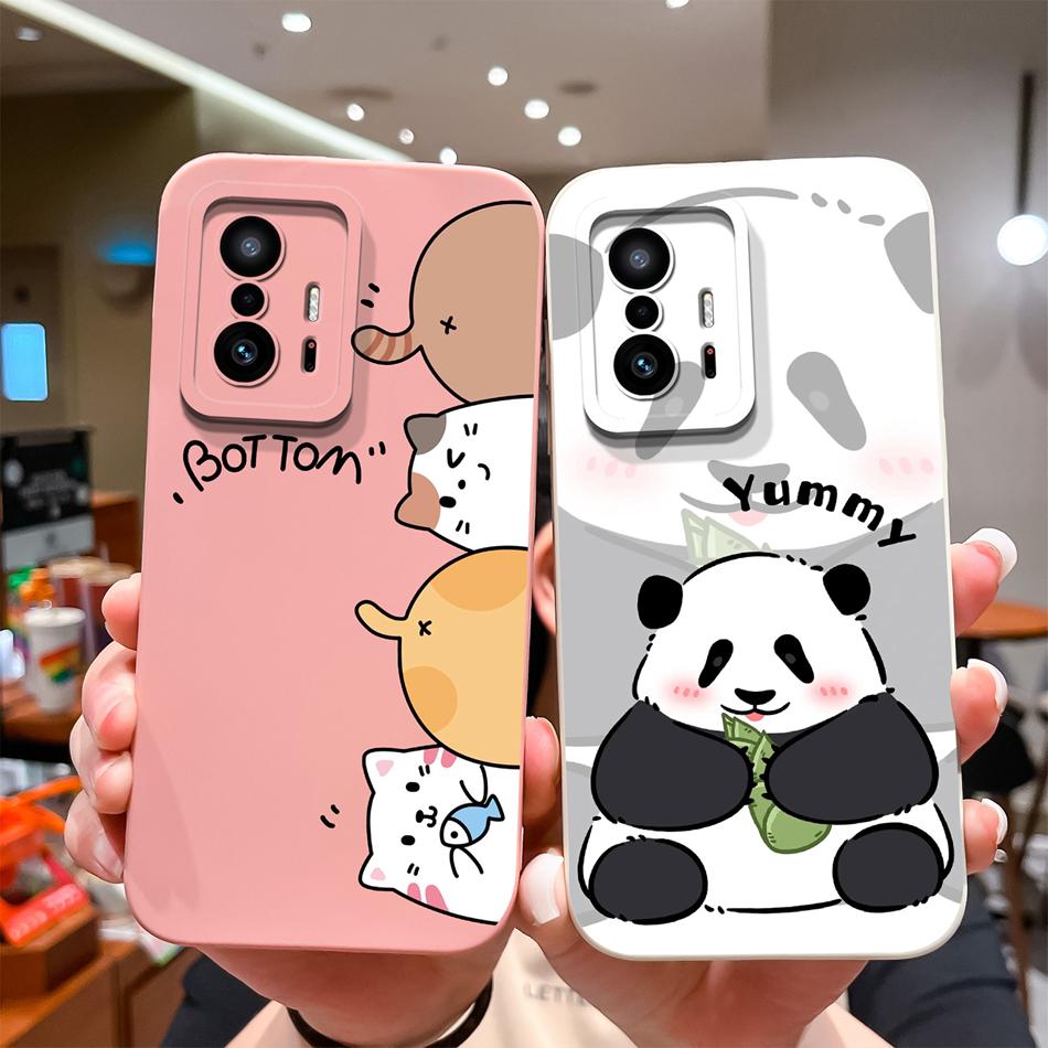 For Xiaom 11T Pro Phone Case Cute Cat Covers Soft Liquid Silicone Funda For Mi 11 T Pro Full Protection Anti Drop Back Cover