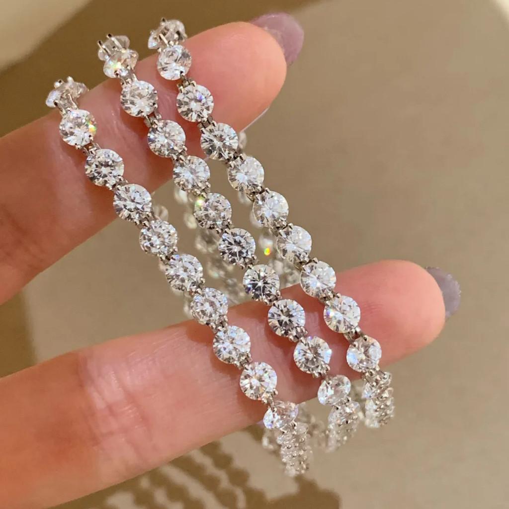 Geometric Zircon Round Bracelet For Women With Cubic Zirconia And Elegant Style