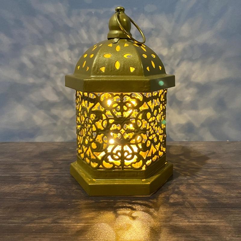 Middle East Arab Vintage Iron Art LED Lanterns Hanging Lamp Hollowed Out Metal LED Hanging Lighting for Home Decors