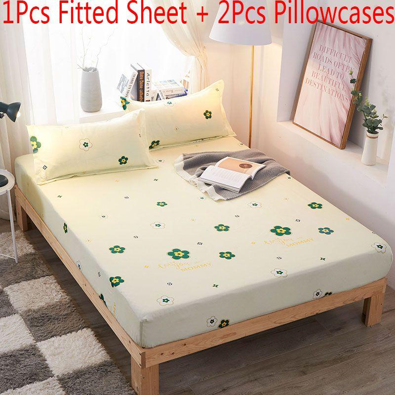 Elegant Multi-color Floral Fitted Sheet Set With Soft Breathable Fabric And Pillowcases