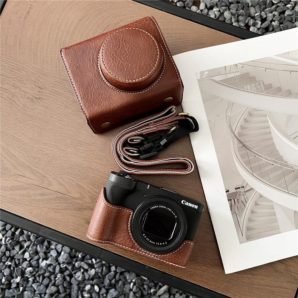 Luxury Version PU Leather Camera Case for Canon PowerShot V1 Camera Bag Battery Opening Cover With Strap