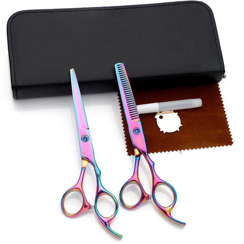 Mavi Pırlanta Profesyonel Saç Kesim Makası Seti: Eğik Sap, Düz Kesim, Kakül İncelten Makas