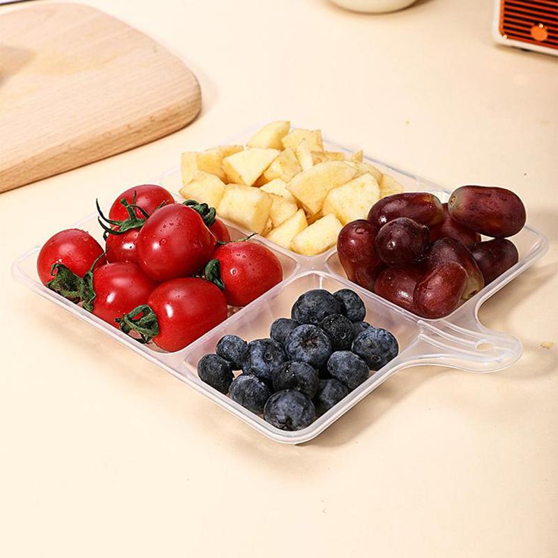 

Поднос для гарниров с четырьмя отделениями и ручкой, термостойкая обеденная тарелка, подвесной поднос для хранения имбиря и чеснока, кухонный инструмент для дома чистый