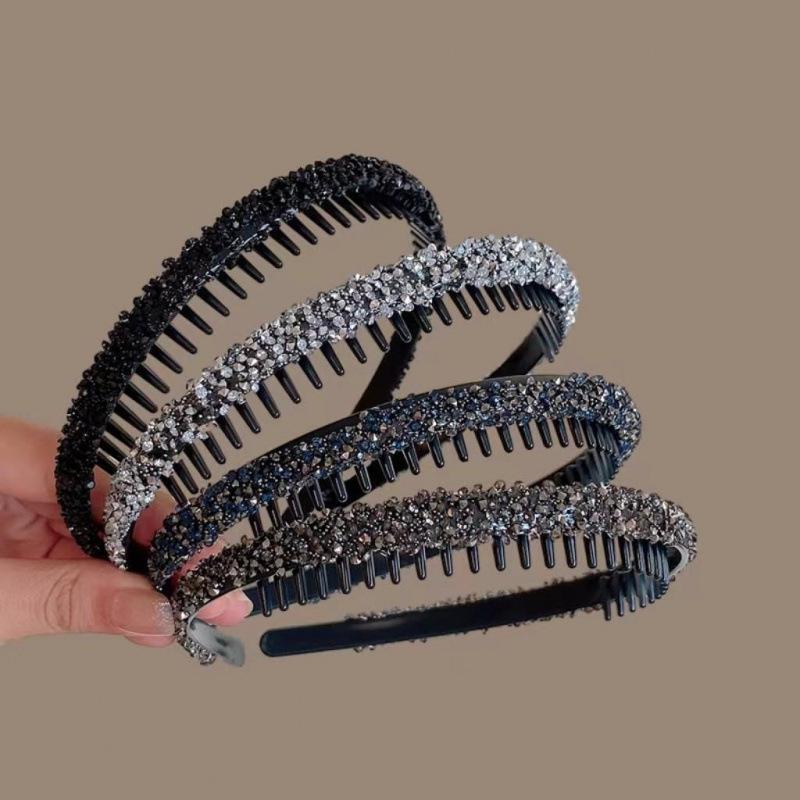 Non-slip Toothed Rhinestone Hair Hoops Elastic Comfortable Headbands Fashion Hair Accessories for Women Wedding Bridal