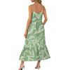 Dámské dlouhé plážové ležérní elegantní maxi šaty na špagetová ramínka s květinovým vzorem, decentní splývavé bohémské šaty