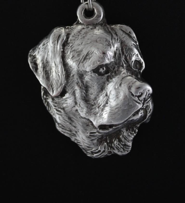 Rottweiler, Rott, Rottie I - Colar com cachorro, pingente banhado a prata para fã de cachorro, joia exclusiva da marca Art-Dog