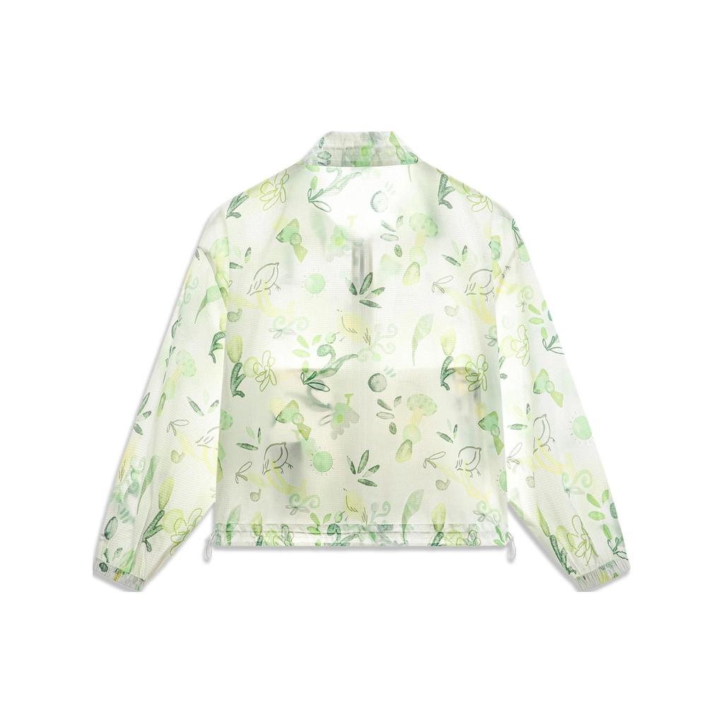 Li-Ning Women's 2026SS Chinese Culture Series Loose Printed Sports Windbreaker Yellow-Green Allover Print AFDU366-2