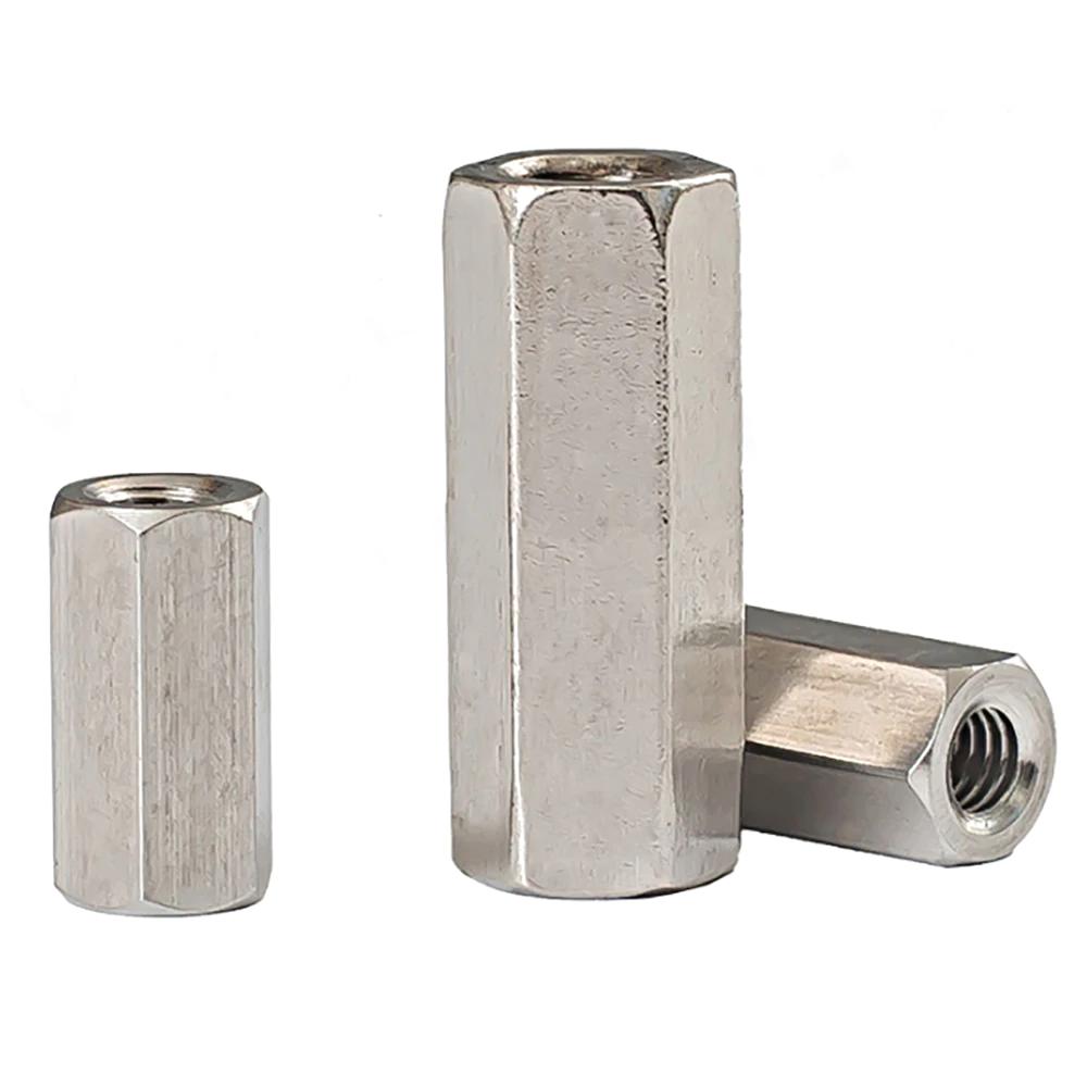 4#-40 6#-32 UNC Hexagon Coupling Nuts GB56 SUS304 Stainless Steel Long Extended Joint Sleeve Connector Nut