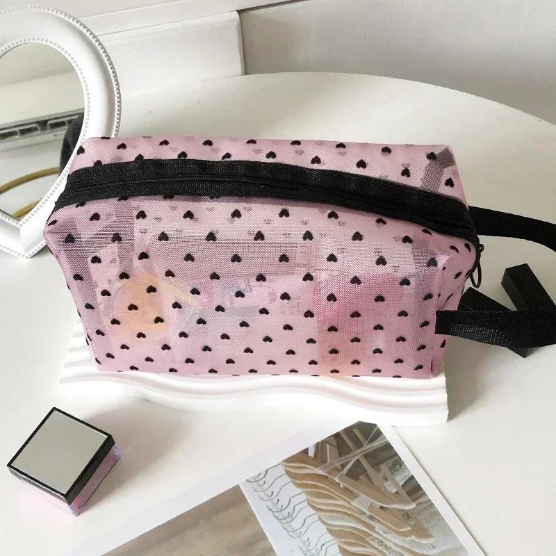 New Mesh Transparent Cosmetic Bags Small Large Clear Purple Makeup Bag Portable Travel Toiletry Organizer Lipstick Storage Pouch