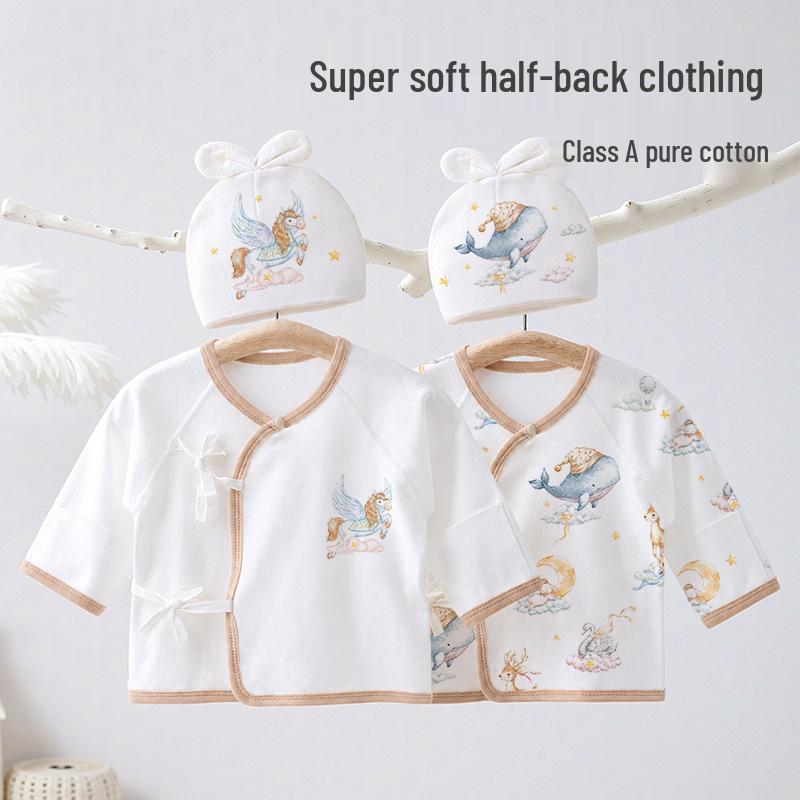 Ganzjahres-Babyoutfit für Neugeborene mit Mütze - Klasse A Bio-Baumwolle Knochenloses Oberteil