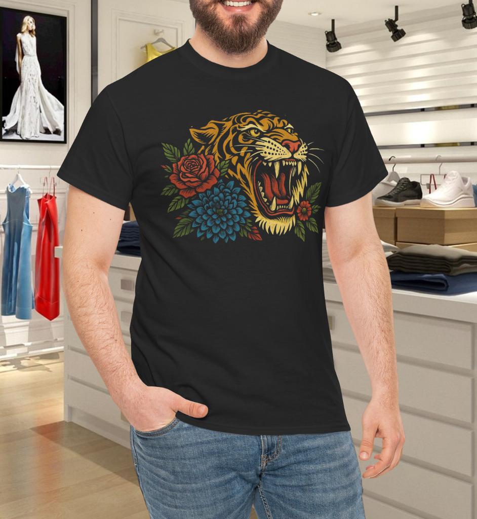 Roaring Tiger With Roses TShirt