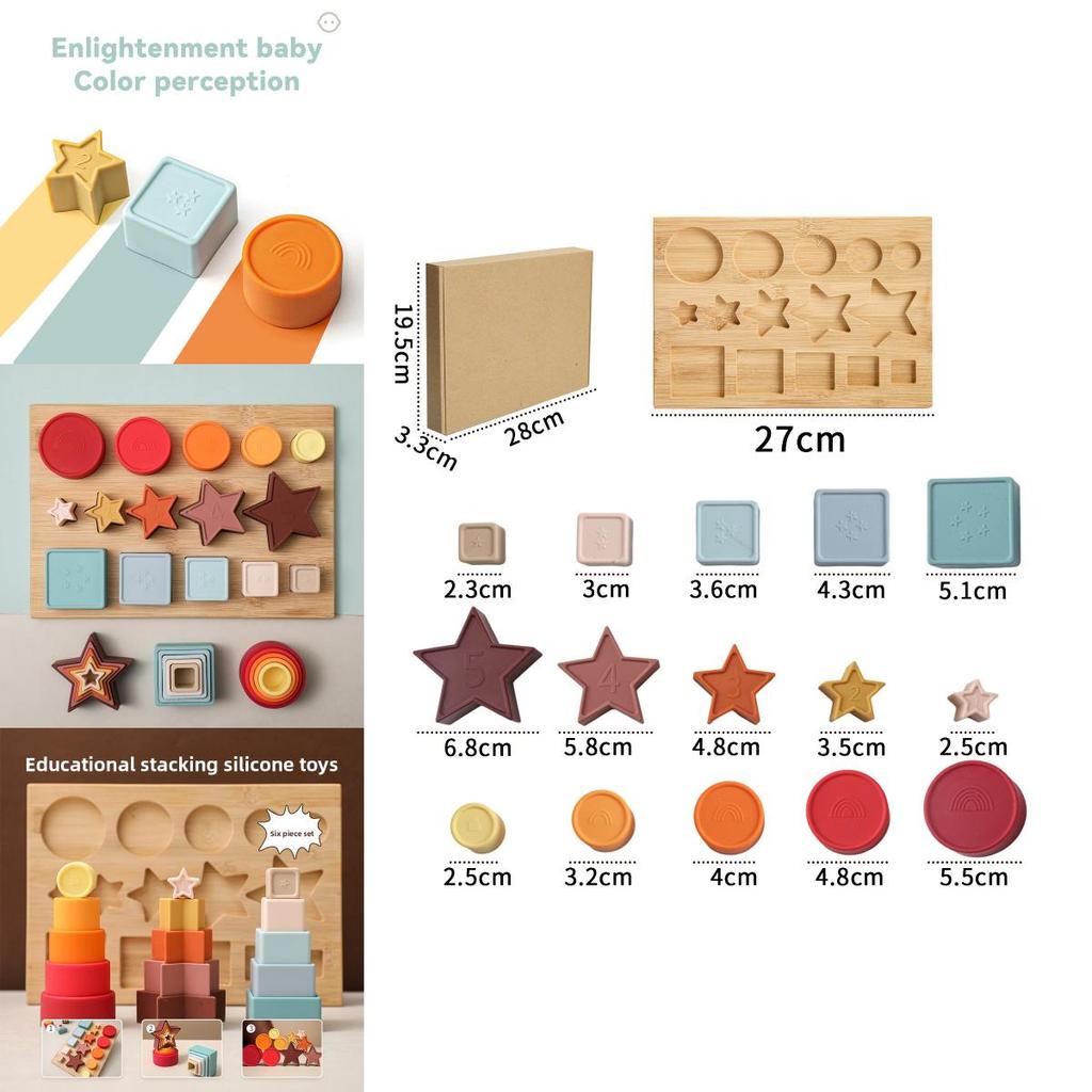 Baby Educational 3d Silicone Puzzle Blocks With Geometric Shapes For Infant Development