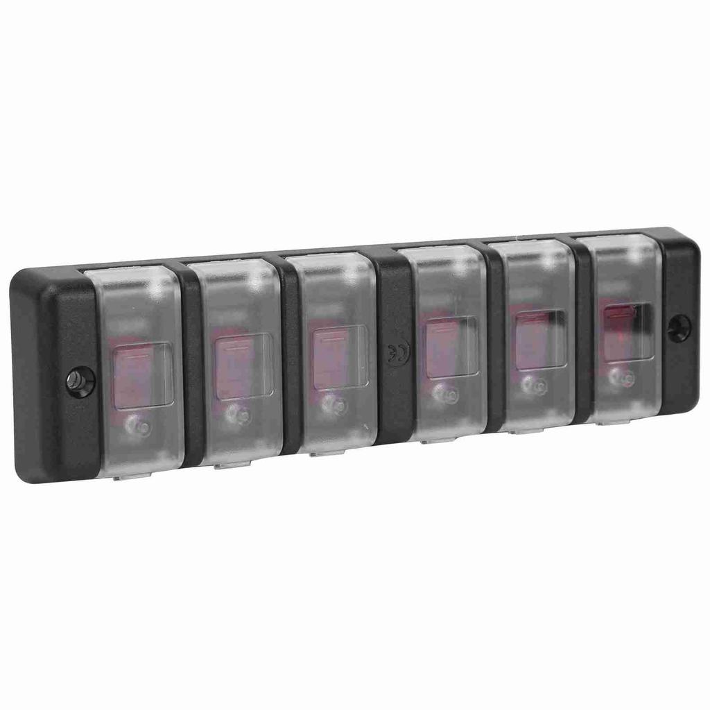 16A 6 Gang Rocker Switch Panel Circuit Breaker Overload Protector for Car Boat SUV OffRoad Vehicles