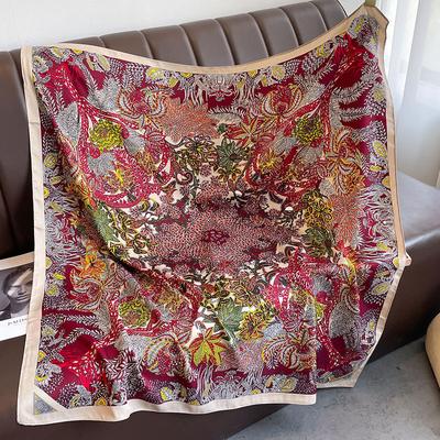 Foulard Quadrato di Seta di Marca di Lusso Hijab Bandana da Donna Foulard Morbidi Foulard da Collo Sciarpa Avvolgente per Capelli da Donna Fascia per Capelli