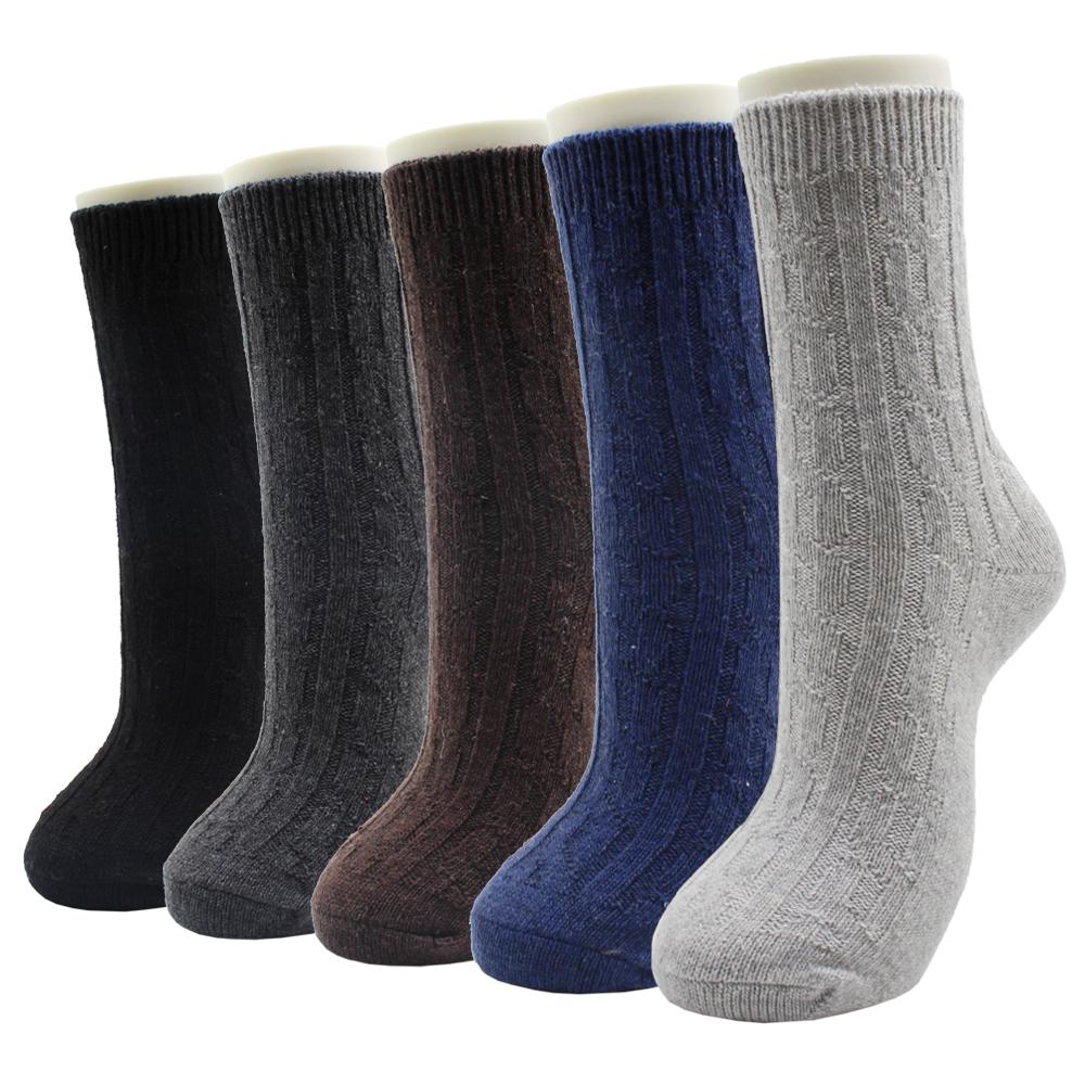 5 Pairs New Autumn and Winter Thicken Warm Men Wool Socks Pure Color Ethnic Imitation Mink Cashmere Casual Men Socks