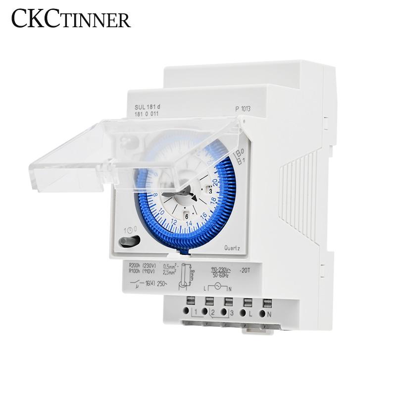 SUL181D AC220V Din Rail Mechanical Timer Relay Electrical Programmable 24 Hour Time Switch 15 Minutes 96 Times3