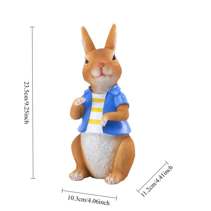 Easter Bunny Sculptures Hugging Carrots/Egg Figurines Desk Decorative Cute Rabbit Figure Creative Rabbit Figurine for Home Decor