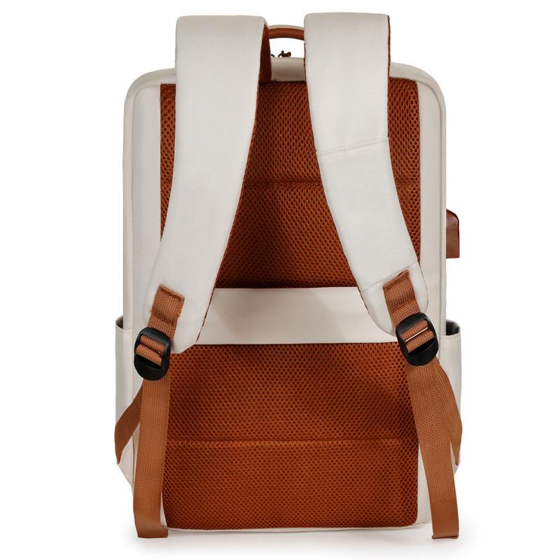Schoolbag New Simple Business Backpack USB Charging Large Capacity Computer Bag Contrasting Color Commuter Multifunctional Backpack Wholesale