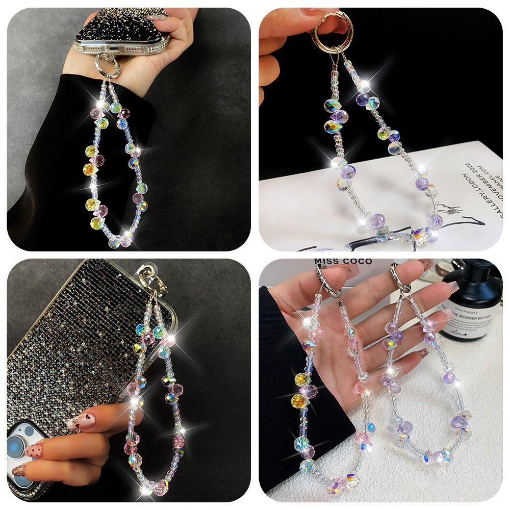 Hand-beaded Mobile Phone Lanyard Strap Crystal Car Keychain Fashion Phone Hand Rope