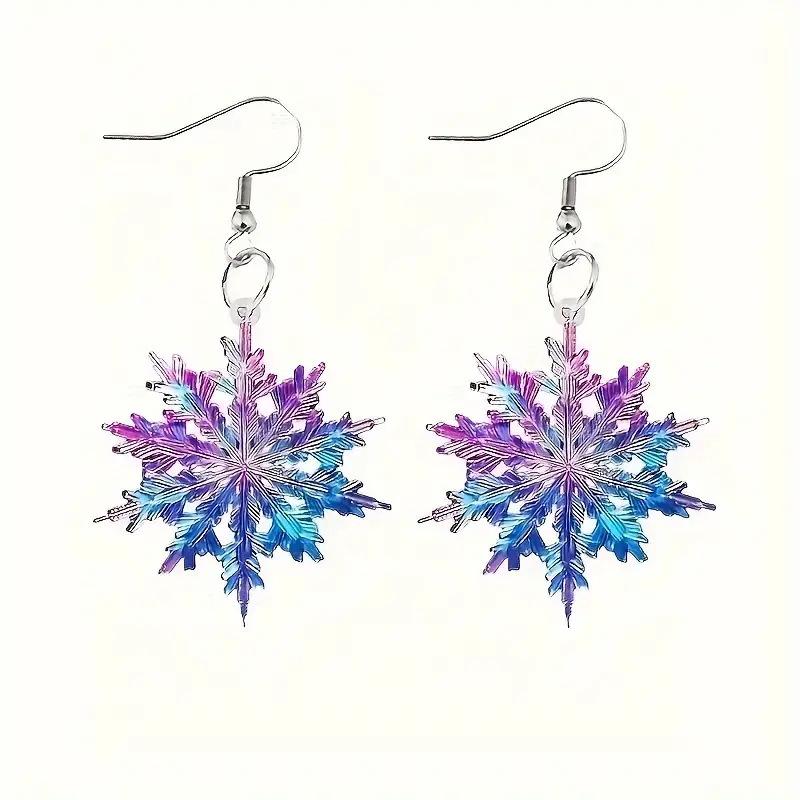 Winter Festival Snowflake Crystal Acrylic Earrings 2026