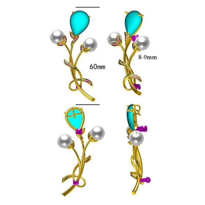 New DIY Empty Setting 8-9mm Natural Rice Pearls Fashion Corsage Brooch Sweater Jewelry for Women