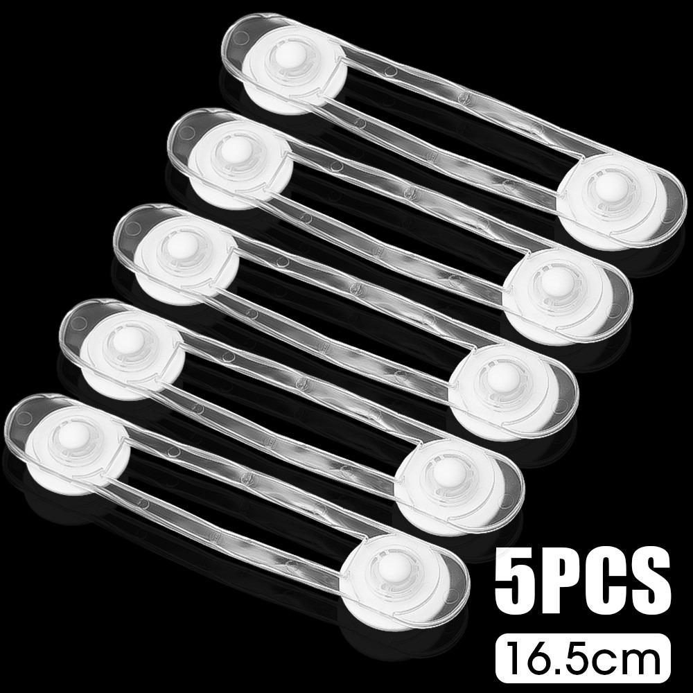 5Pcs Furniture Accossory Unisex Safety Lock ABS Plastic Transparent Drawer Fixed Locks Self Adhesive Portable Anti-pinch Buckle