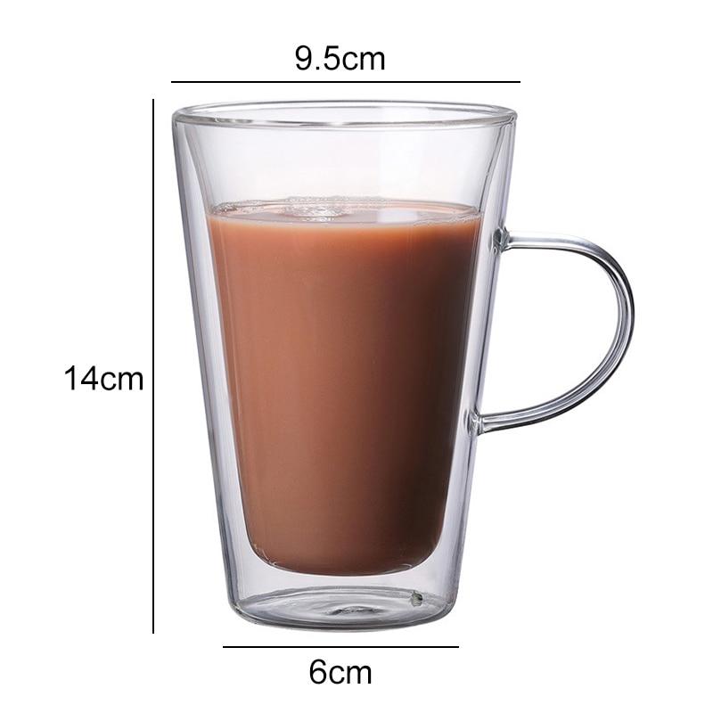Double-wall Borosilicate Heat-resistant Glass Coffee Cup Insulated Milk Cup 380ml Without Handle