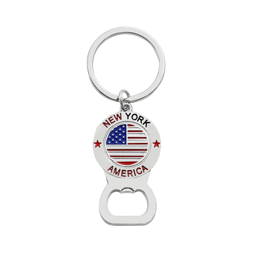 Independence Day-Themed Keychain: Flag, Cross, And Heart-Shaped Bottle Opener Alloy Pendant Charm