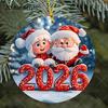 2Pcs 2026 Christmas 2d Flat Acrylic Pendant Christmas Decorative Pendants Claus And Sleigh Holiday Pendants Christmas Tree Decor