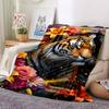 1pc Tiger Portrait Blanket Lightweight Flannel Blanket Throw Blanket For Sofa, Bed, Travel, Camping, Livingroom, Couch, Chair, And Bed yy2509026219