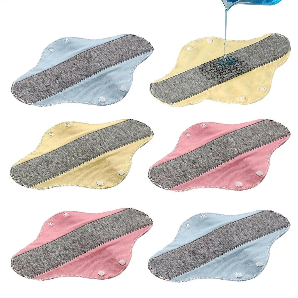 6pc Reusable Leak Proof Sanitary Pads Menstrual Cloth Pads Washable Breathable Period HeavyFlow Night Use Elderly Underwear Pad
