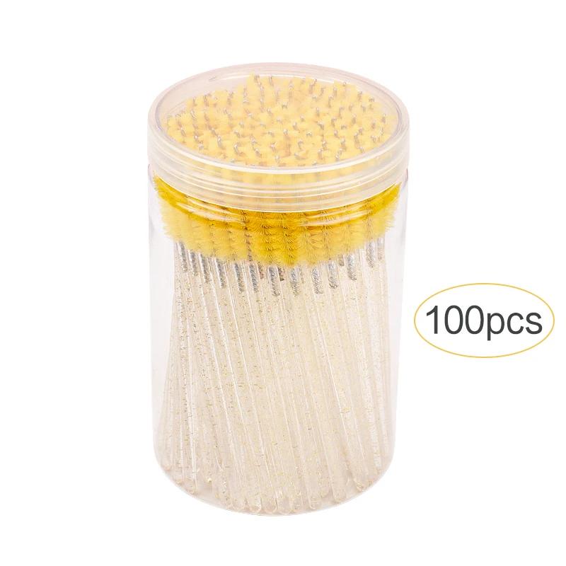 100pcs Disposable Eyelash Extension Makeup Brush Eyebrow Comb MicroBrush With Box Crystal Handle Mascara Wands Lash Lifting Tool