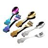304 Stainless Steel Children's Cartoon Deer Colorful Titanium Plated Small Fork Spoon Mother and Baby Gifts Tableware Baby
