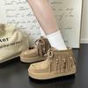 Maillard fringed shoes new fringed pendant cowhide suede lace-up thick-soled heightening kangaroo shoes