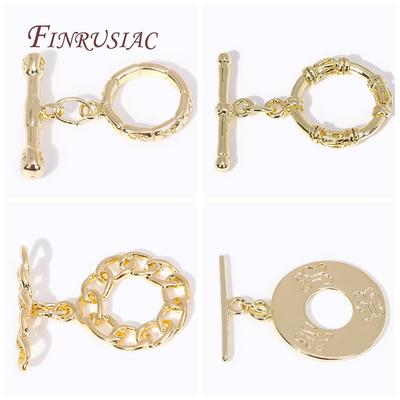 5 Types 18K Gold Plated Brass Round O Toggle Clasps, Dainty Necklace/Bracelet Connect Clasps For DIY Jewelry Making Supplies