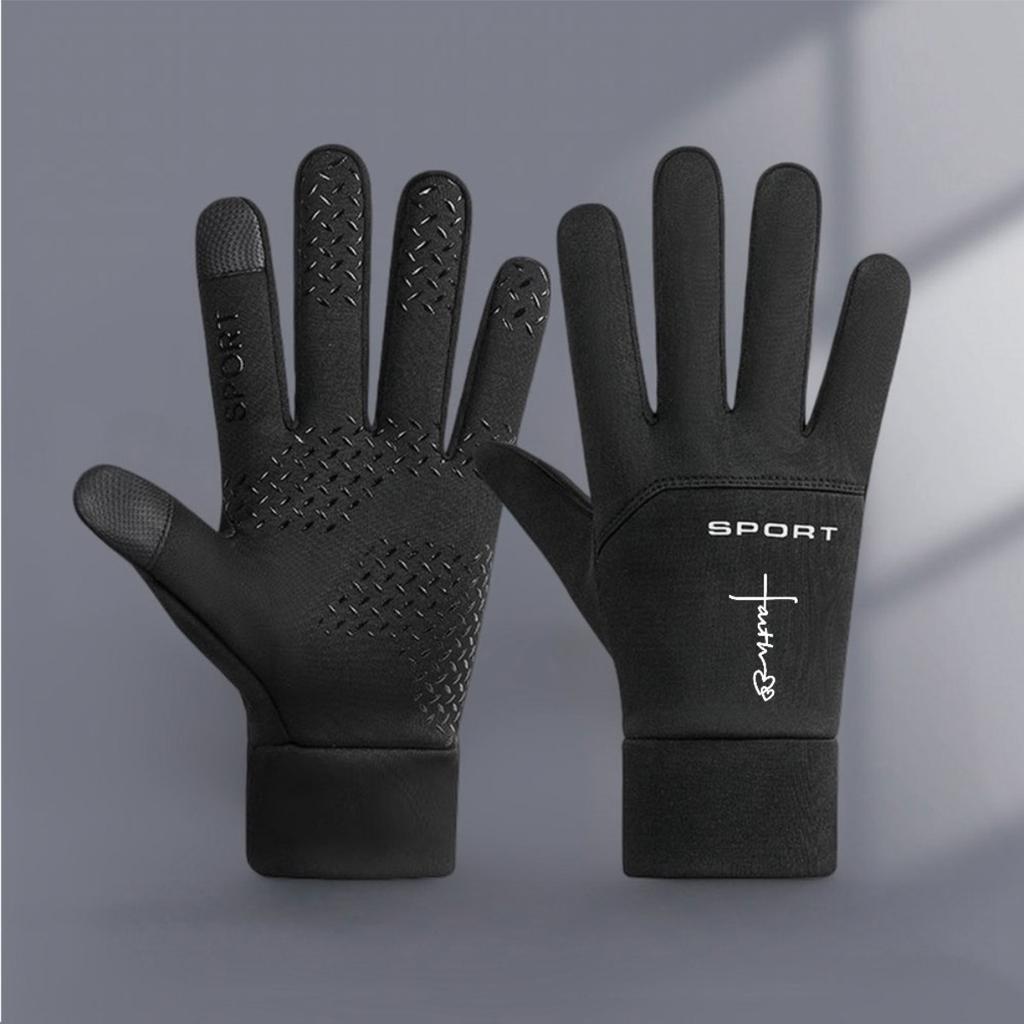 Winter gloves white cross and love print design warm and cold-proof gloves