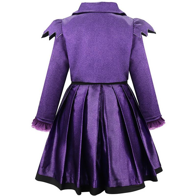 Kids Girls Teenage Vampire Purple Long Sleeves Dress Jacket Coat Set Outfit Halloween Cosplay Costume