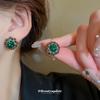Green Rhinestone Flower Buckle Necklace - Elegant Circle Choker for Women