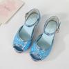 Girls Sandals Children's High Heel Princess Shoes Summer Little Girl Sequined Crystal Shoes Elsa Fashion Mary Jane Classmate