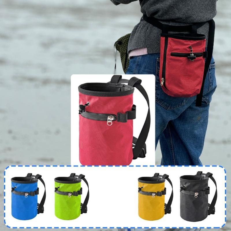 Bouldering Chalk Bucket  & Zippers Pockets Rock Climbing Chalk Bag Magnesia Pouches Nonslip Chalk Bag Easy Use
